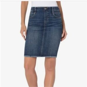 Liverpool Gia Glider raw hem denim skirt sz 8/29